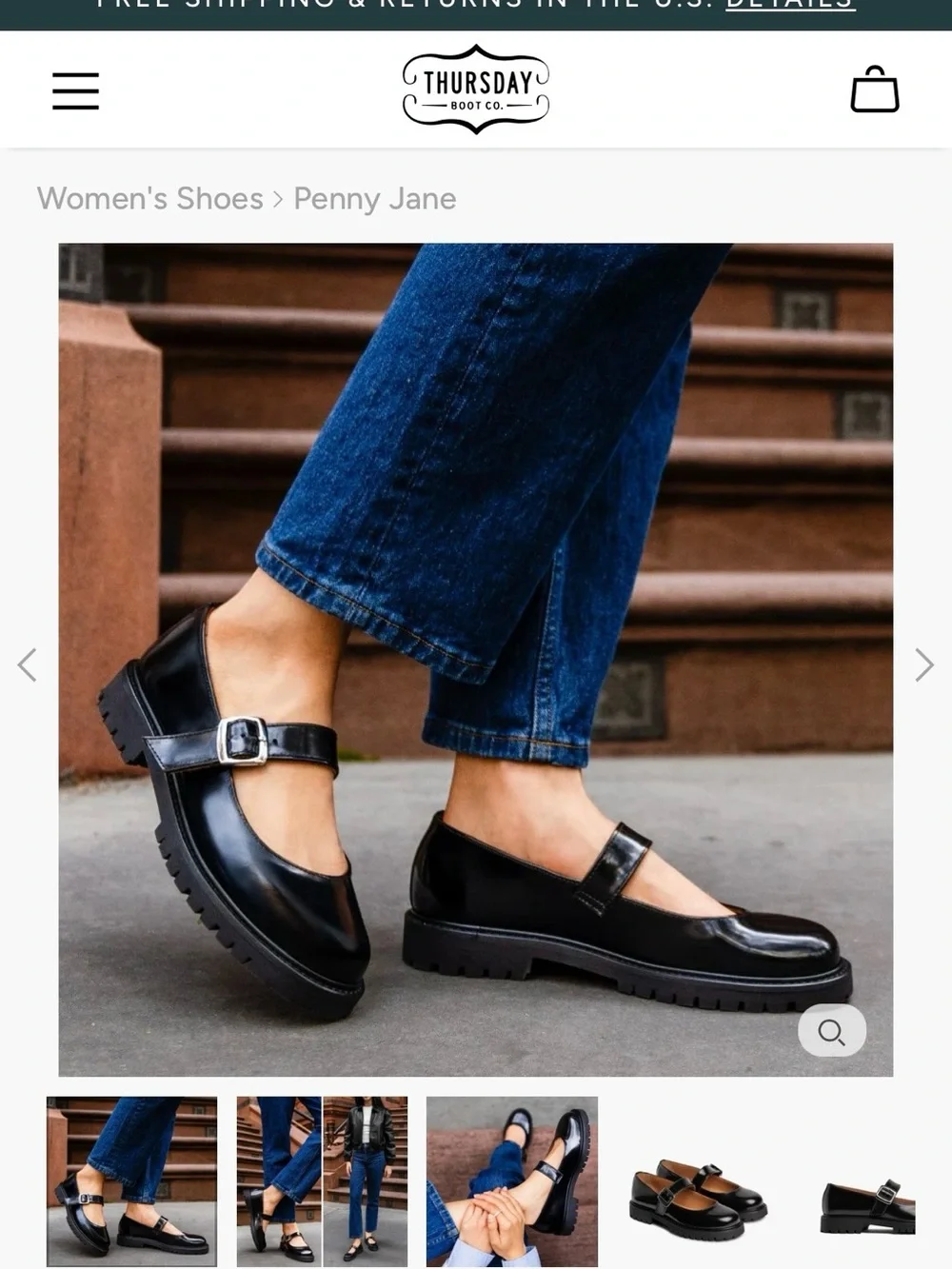 Thursday Boot Company Penny Jane Mary Janes in Black Patent